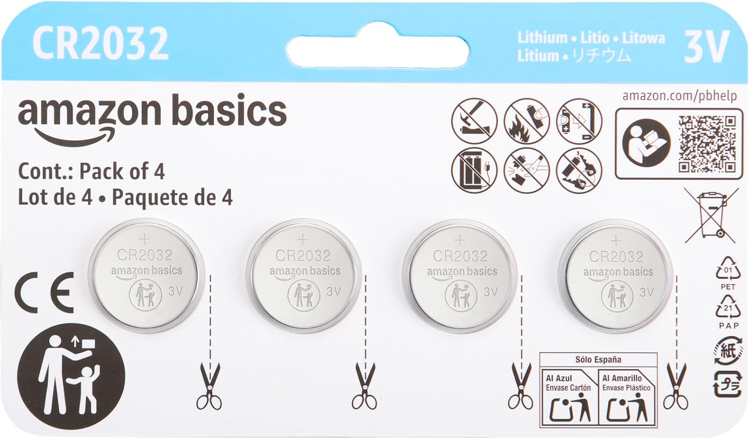 Amazon Basics CR2032 3V Lithium Coin Cell Batteries